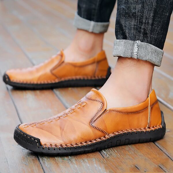 Men Cow Split Leather Daily Slip On Shoes Casual Handmade Footwear - Image 7