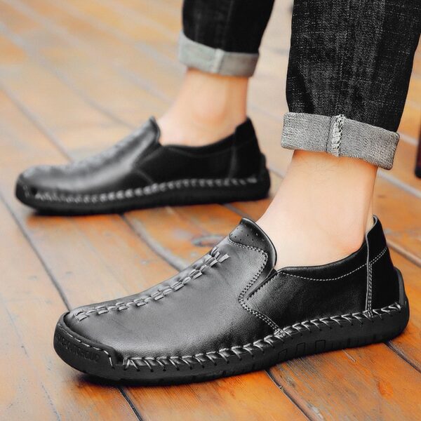 Men Cow Split Leather Daily Slip On Shoes Casual Handmade Footwear - Image 9