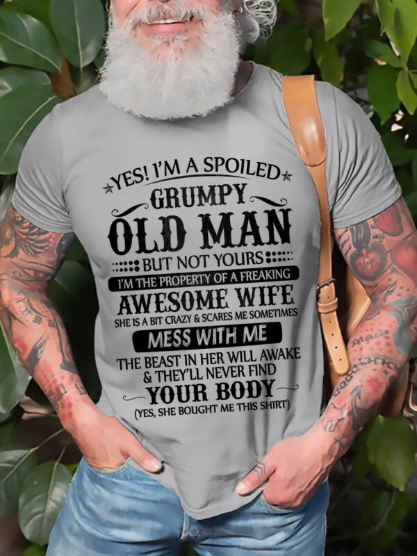 Men's Grumpy Old Man Graphic T-shirts Your Body cotton Tee Plus Size Tops - Image 6