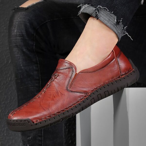 Men Cow Split Leather Daily Slip On Shoes Casual Handmade Footwear - Image 8