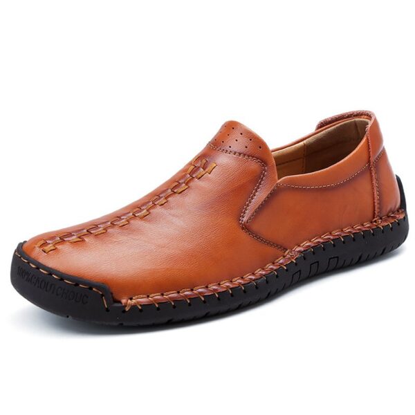 Men Cow Split Leather Daily Slip On Shoes Casual Handmade Footwear - Image 2