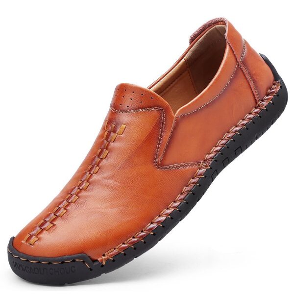 Men Cow Split Leather Daily Slip On Shoes Casual Handmade Footwear - Image 3