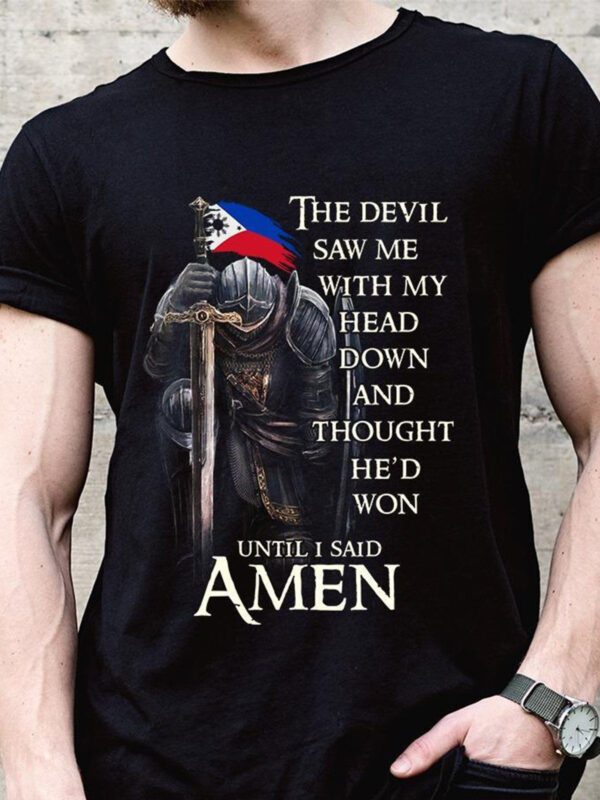 The devil saw me with my head down and thought he'd won Men's T-shirt - Image 2