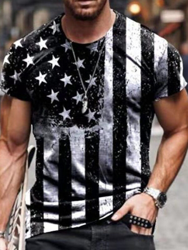 Black-White Crew Neck Printed Shirts & Tops