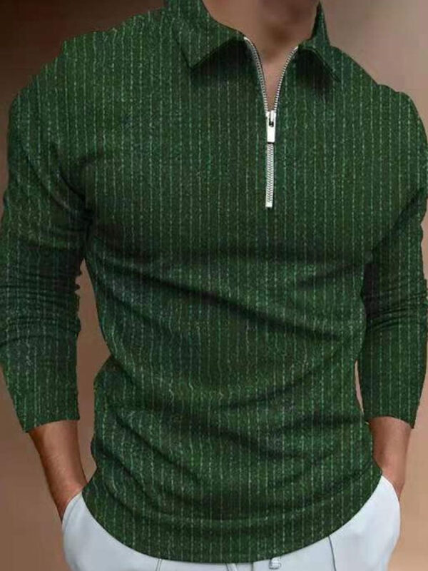 Polo Striped Business Temperament Shirt Collar Men's Tops - Image 4