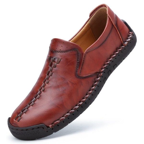Men Cow Split Leather Daily Slip On Shoes Casual Handmade Footwear - Image 4