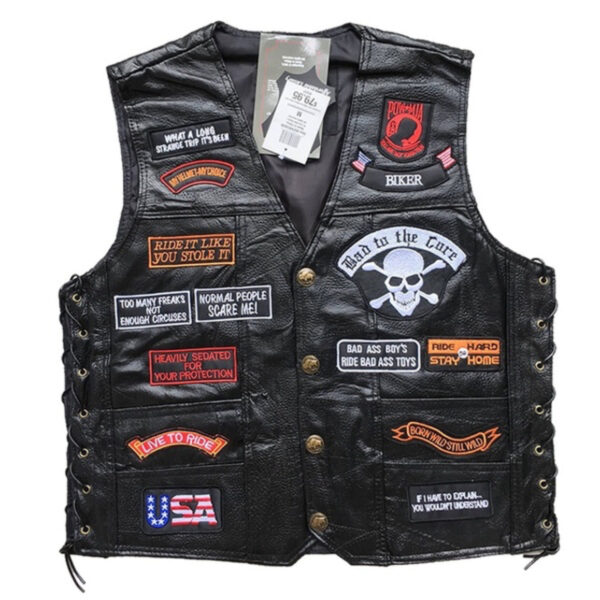 American Eagle 23 Patches Leather Vest - Image 2