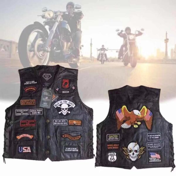 American Eagle 23 Patches Leather Vest - Image 5