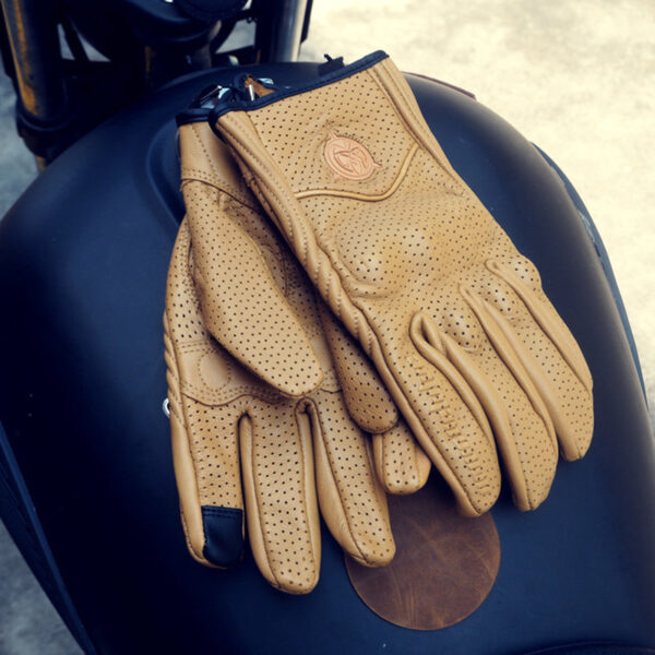 Short Cuff Motorcycle Leather Gloves - Image 3