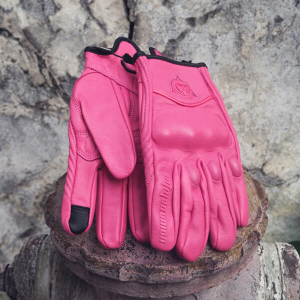 Women Short Cuff Motorcycle Leather Gloves - Image 2