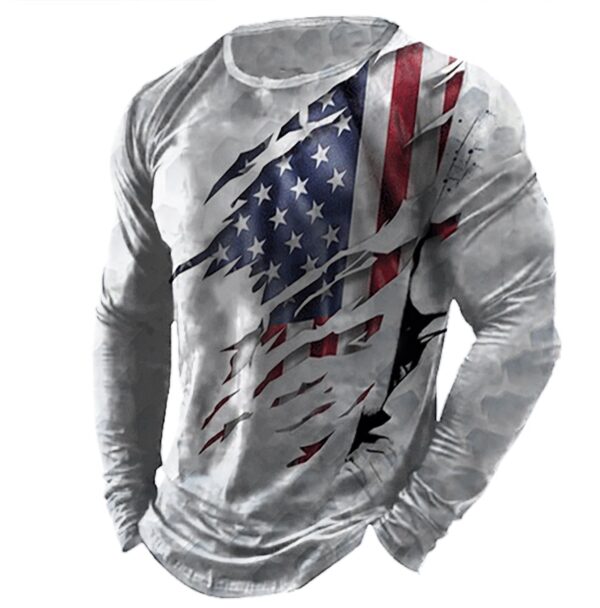 Men's American Flag Print Lace-Up Hoodie Sweatshirt - Image 7