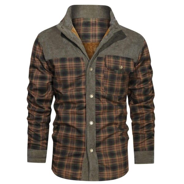 Men's Retro Check Pattern Stitching Warm Wanderer Jacket - Image 7