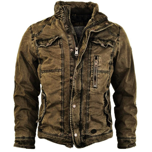 Mens Jacket Retro Washed Warm Jacket - Image 3