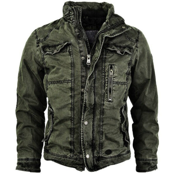 Mens Jacket Retro Washed Warm Jacket - Image 2