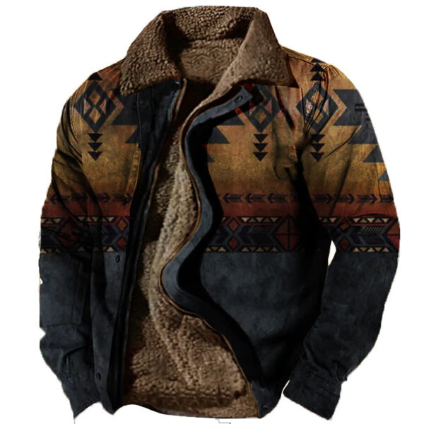 Men's Retro Lining Plus Fleece Zipper Tactical Jacket - Image 9