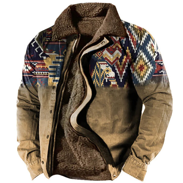 Men's Retro Lining Plus Fleece Zipper Tactical Jacket - Image 8