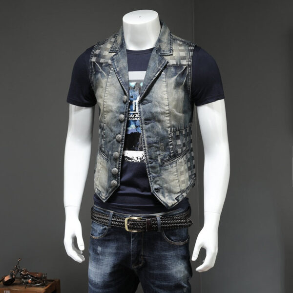 Classic Distressed Denim Vest - Image 3