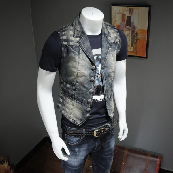 Classic Distressed Denim Vest - Image 2