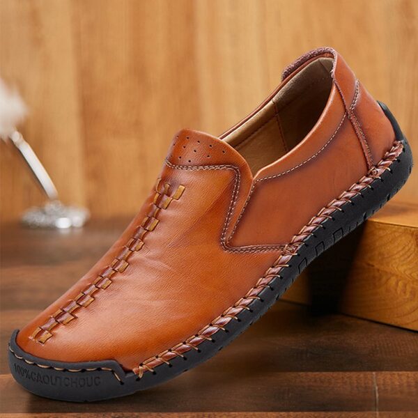 Men Cow Split Leather Daily Slip On Shoes Casual Handmade Footwear - Image 6