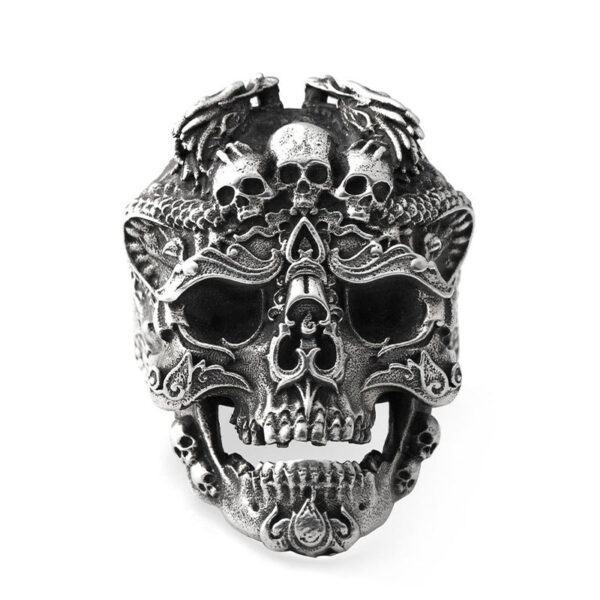 Laughing Skulls Biker Ring 925 Silver - Image 3