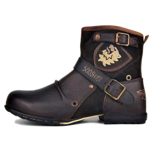Natty Cowhide Leather Riding Boots - Image 3