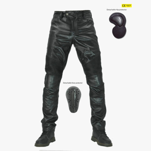 Motorcycle Leather Pants With Protection Gear - Image 2