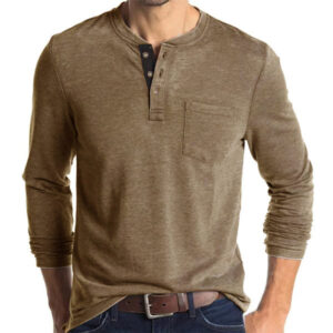 Men's Button Half Open Collar Henley T-Shirt