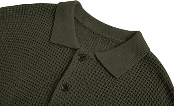 Men's Vintage Knit Button Up Lapel Collar Long Sleeve Sweater - Image 6