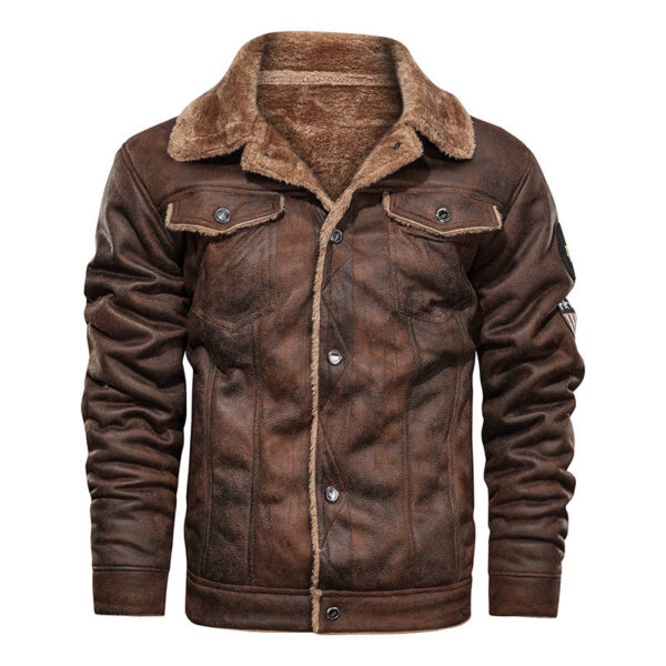 Men's Motorcycle Air Force Faux Leather Jacket - Image 2