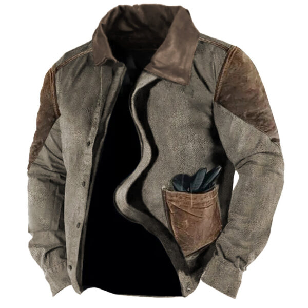 Men's Retro Lining Plus Fleece Zipper Tactical Jacket