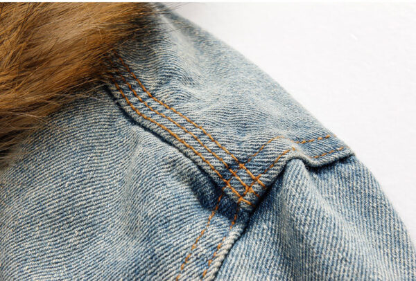 Men's Sherpa Fleece Lined Distressed Denim Trucker Jacket - Image 7