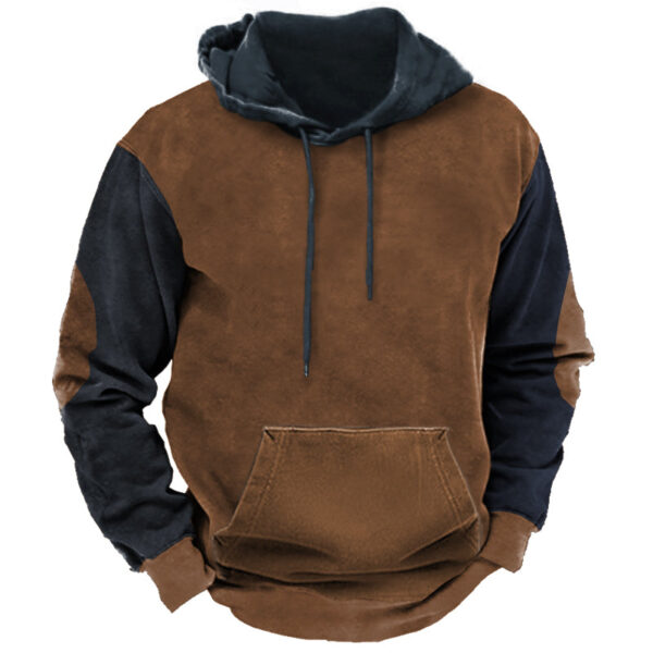 Men's Vintage Contrast Print Hooded Sweatshirt - Image 8
