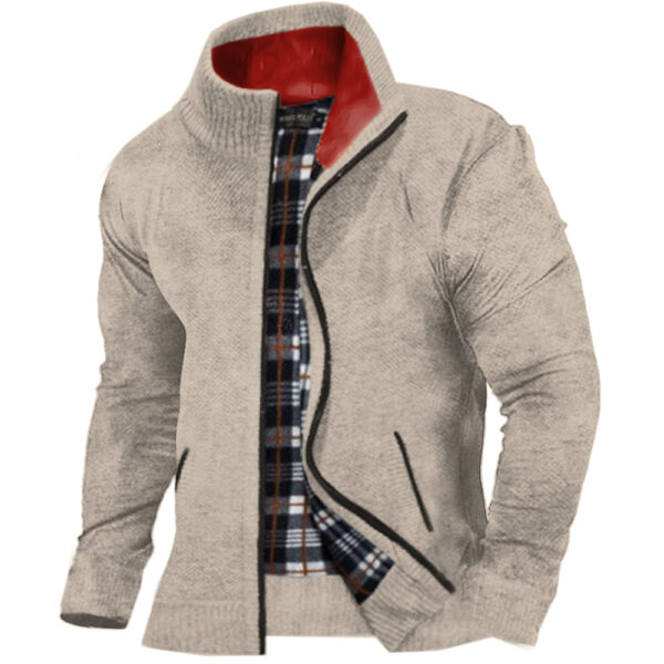 Men's Warm Loose Stand Collar Zip Knit Sweater - Image 2