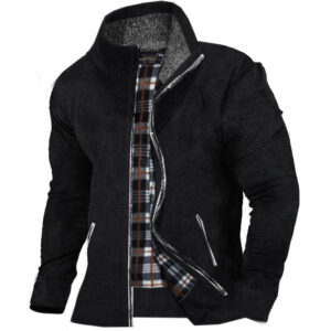 Men's Warm Loose Stand Collar Zip Knit Sweater