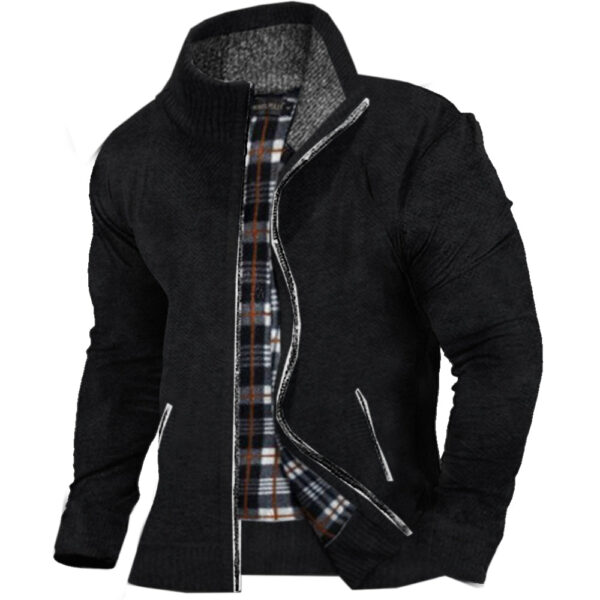 Men's Warm Loose Stand Collar Zip Knit Sweater