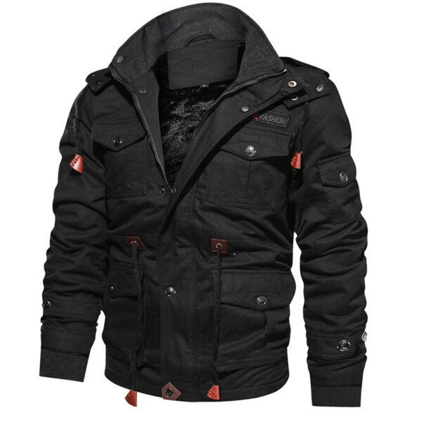 Men's Outdoor Casual Loose Stand Collar Hooded Cotton Jacket - Image 9