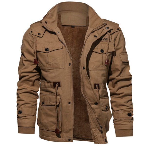 Men's Outdoor Casual Loose Stand Collar Hooded Cotton Jacket - Image 3