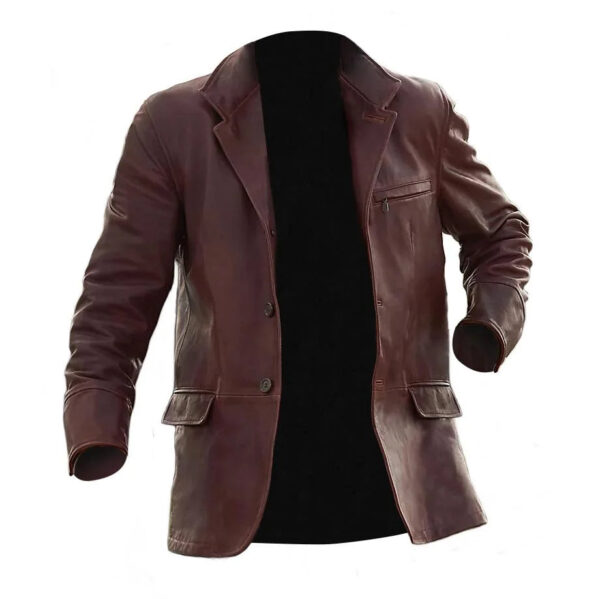 Men's Zipped Leather Jacket - Image 2