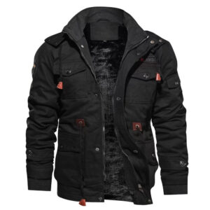 Men's Jacket-Casual Winter Cotton Military Jacket Thicken Hooded Cargo Coat