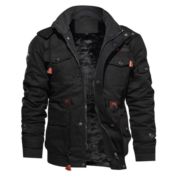 Men's Jacket-Casual Winter Cotton Military Jacket Thicken Hooded Cargo Coat