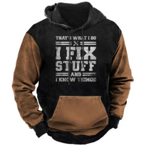 Men's Vintage Contrast Print Hooded Sweatshirt