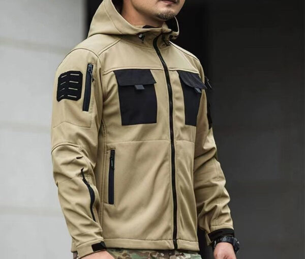 Men's Outdoor Thermal Zip Multi Pocket Hooded Tactical Jacket - Image 6