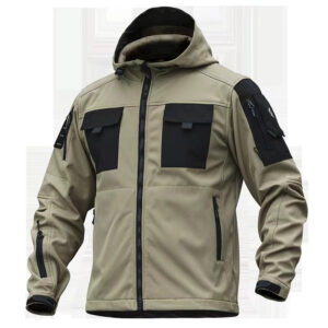 Men's Outdoor Thermal Zip Multi Pocket Hooded Tactical Jacket