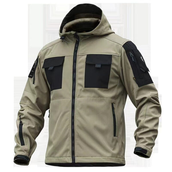 Men's Outdoor Thermal Zip Multi Pocket Hooded Tactical Jacket