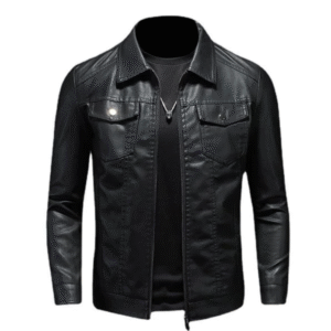 Men's Lapel Waterproof Leather Biker Jacket