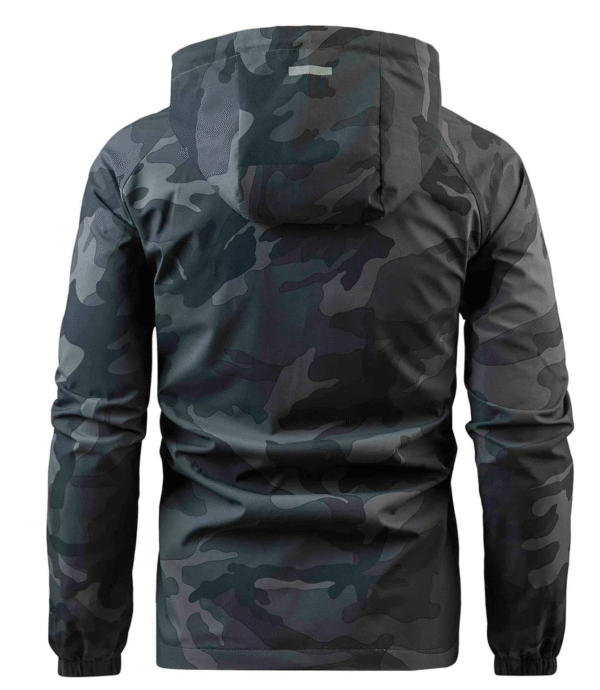 Men Camo And Letter Graphic Zip Up Drawstring Hooded Sports Jacket - Image 2