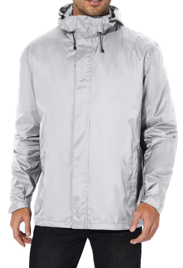 Men's Rain Jacket Lightweight Waterproof Raincoat with Adjustable Hooded Outdoor Hiking Windbreaker - Image 2