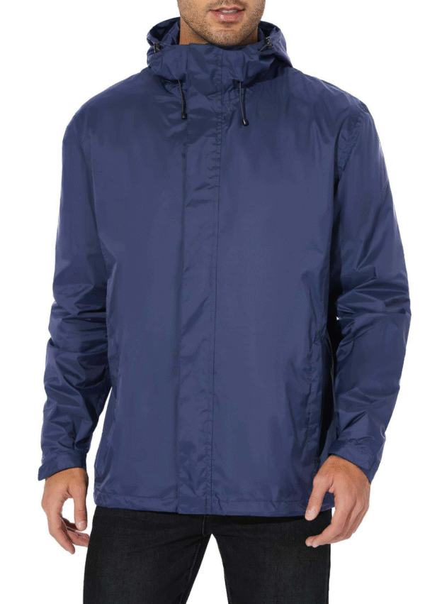 Men's Rain Jacket Lightweight Waterproof Raincoat with Adjustable Hooded Outdoor Hiking Windbreaker - Image 4