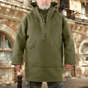 Men's 70% Wool Heavy Coat, Leisure Hooded Sweatshirt Jacket
