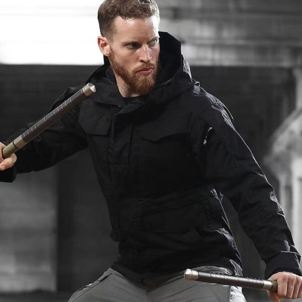 Men's Mid-Length Tactical Waterproof And Oil-proof Outdoor Hooded Jacket - Image 2